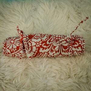 Pottery Barn Red Floral Print Dolly Fabric Multi-Compartment Travel Jewelry Roll